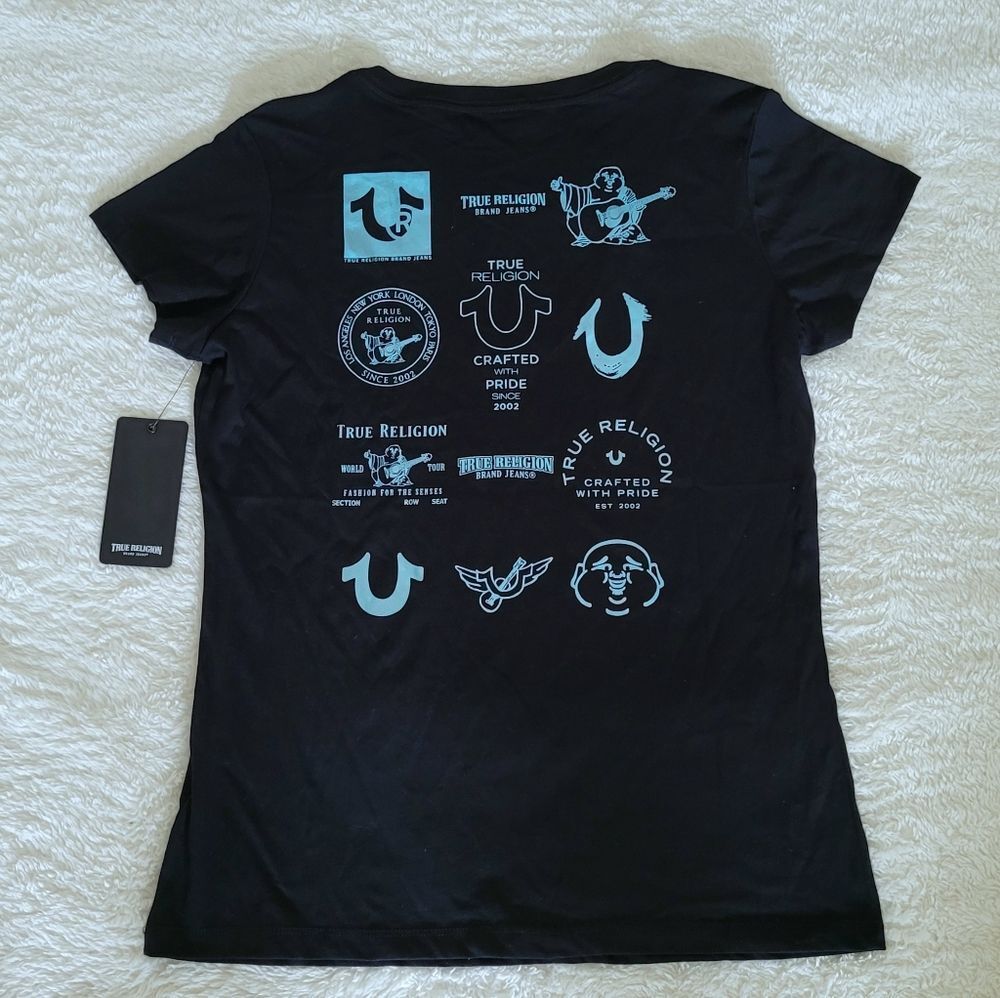 True Religion🙏 Logo Icons Slim Fit V-Neck Tee👕 - NWT - Picture 12 of 16